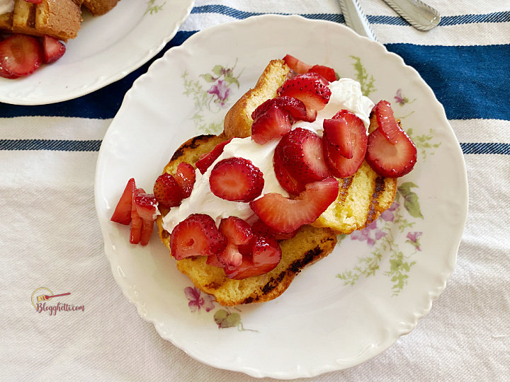 grilled strawberry shortcake with whipped cream