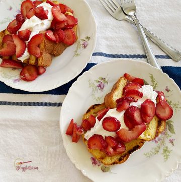 two plates of grilled strawberry shortcakes