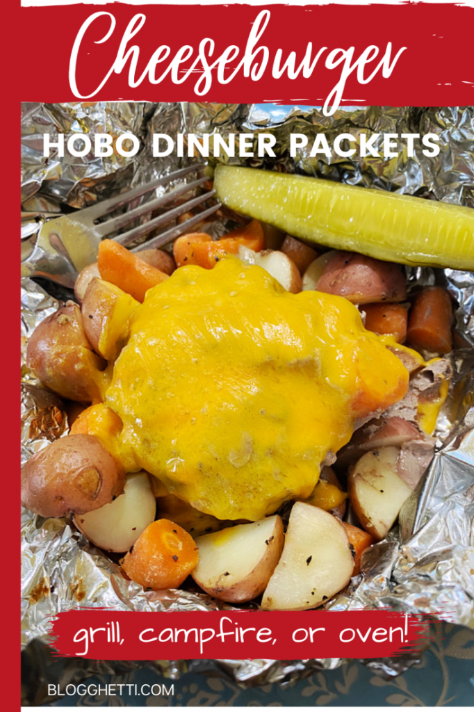 cheeseburger hobo dinner packet - pinterest overlay