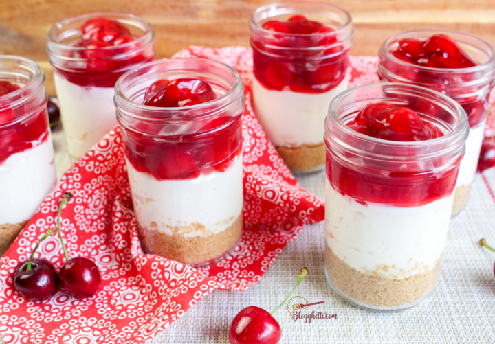 Easy No Bake Cherry Cheesecake in a Jar