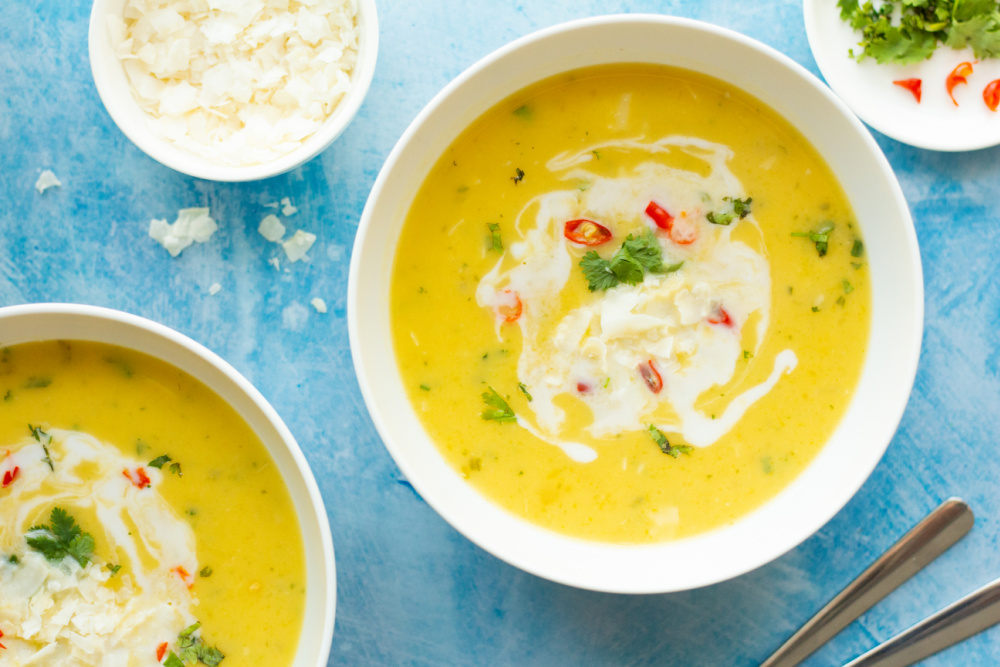 favorite creamy autumn squash soup in bowl