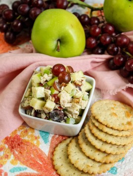 Fancy Chicken Salad with Grapes and Apples, crackers