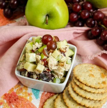 Fancy Chicken Salad with Grapes and Apples, crackers