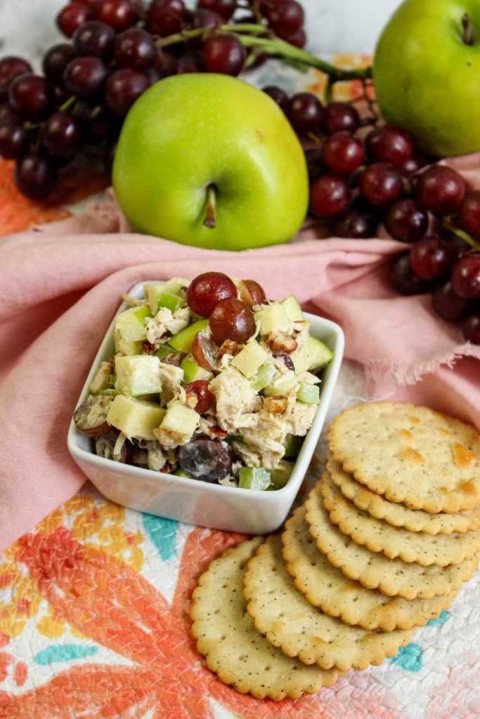 Fancy Chicken Salad with Grapes and Apples, crackers