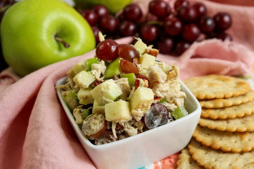 Fancy Chicken Salad with Grapes and Apples with crackers