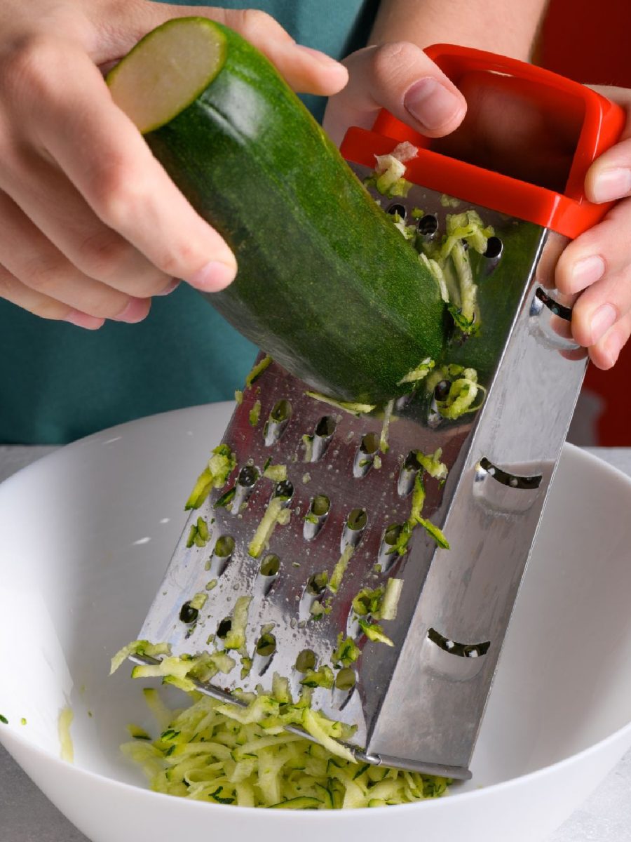 grating zucchini with a box grater