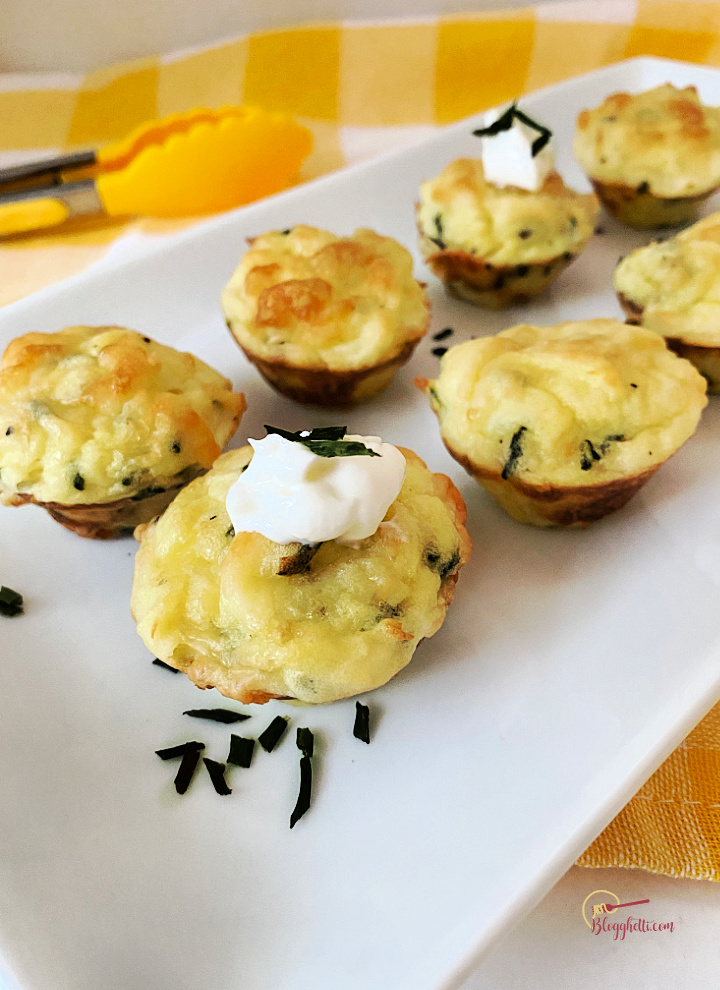 platter of cheesy potato puffs