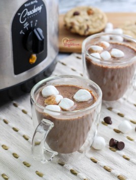 mugs of hot chocolate with slow cooker