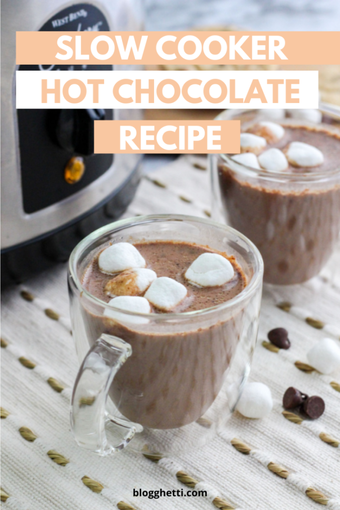 slow cooker hot chocolate image with text overlays