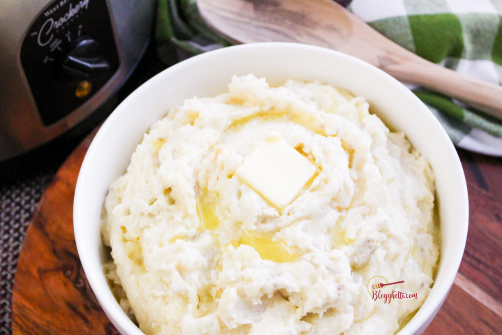 white bowl filled with creamy mashed potatoes