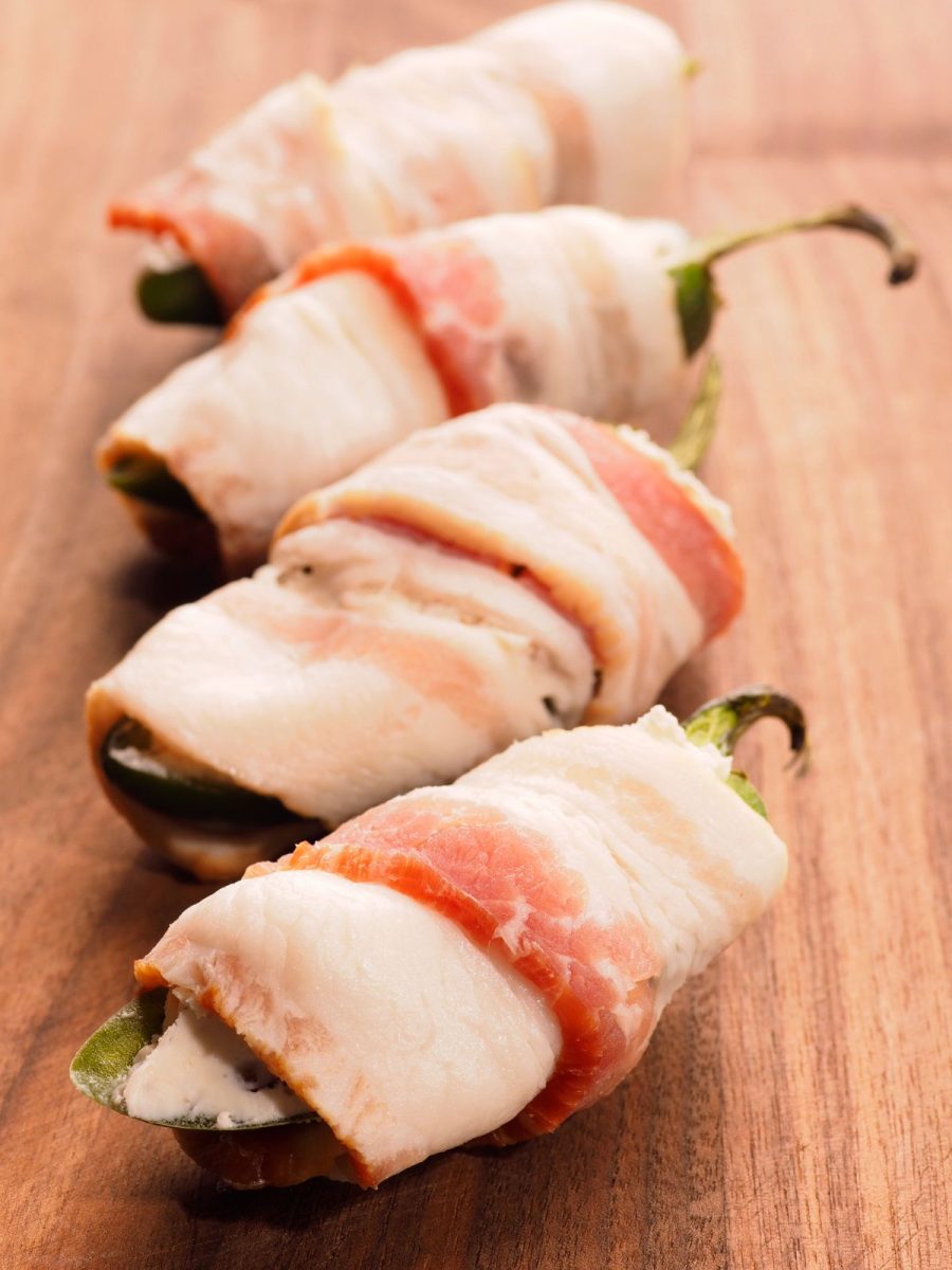 wrap bacon around peppers