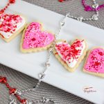 Valentines Sugar Cookies on white ceramic plate