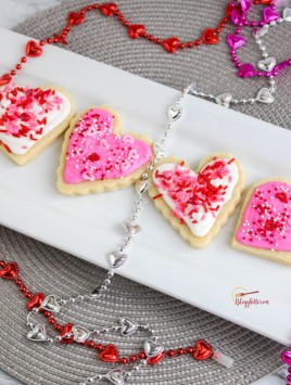 Valentines Sugar Cookies on white ceramic plate