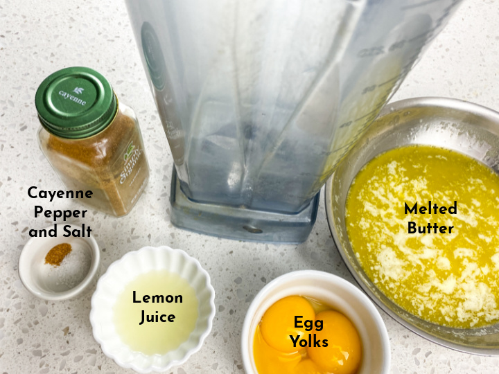 ingredients for hollandaise sauce and blender