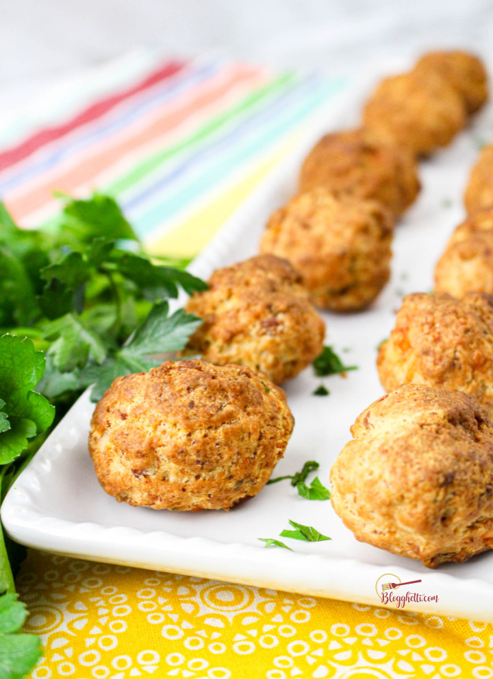 tray of sausage balls appetizers