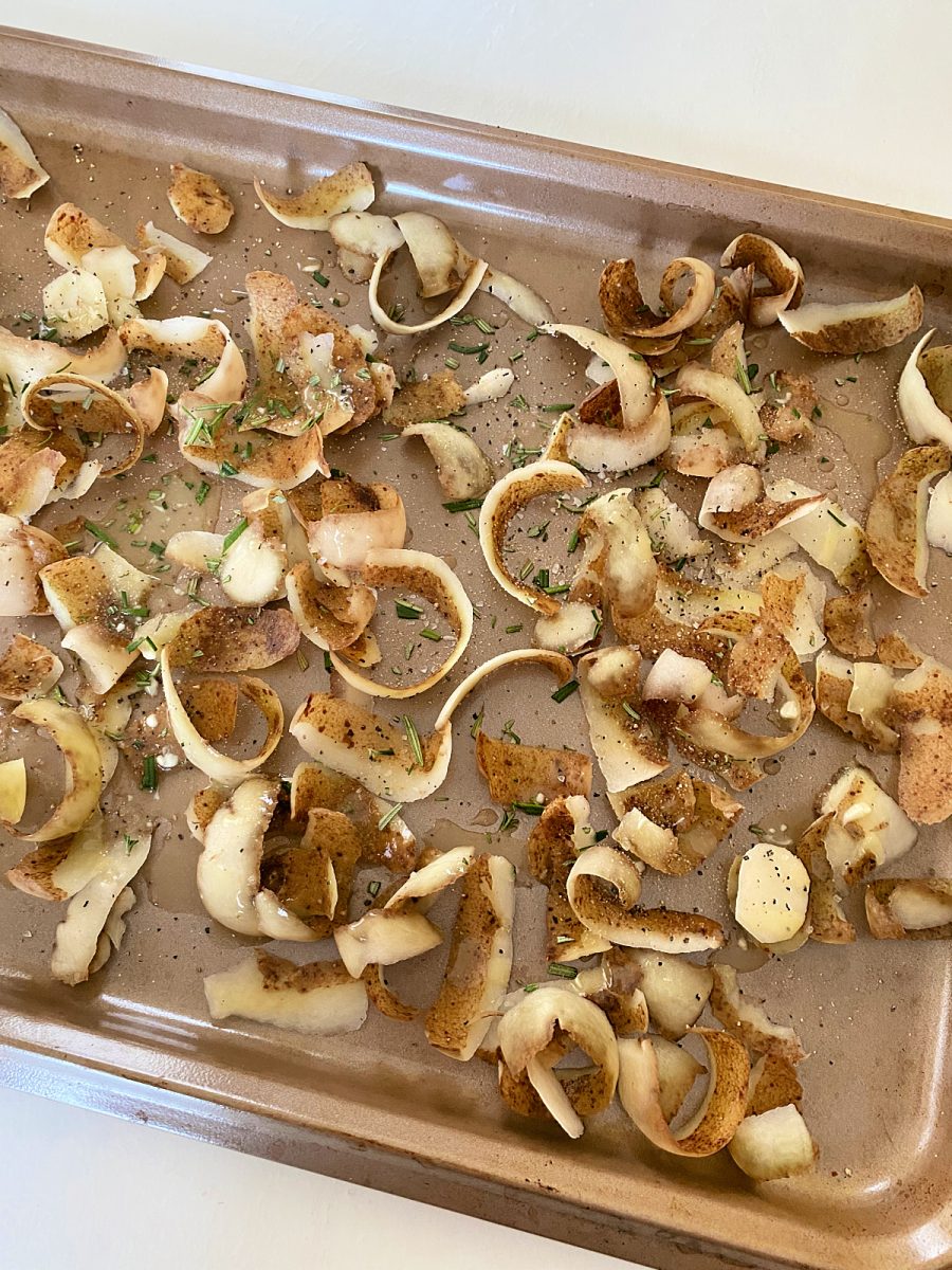 seasoned peelings on baking tray