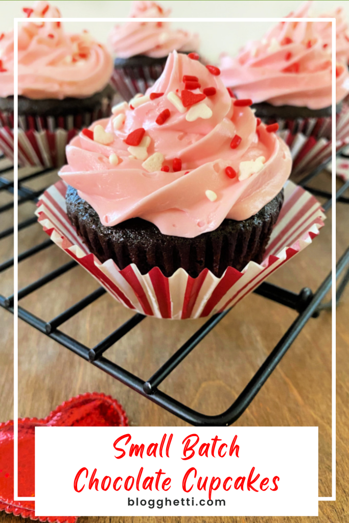 small batch homemade chocolate cupcakes image with text overlay