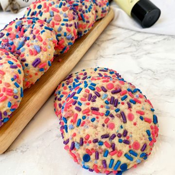 soft sprinkle cookies on platter