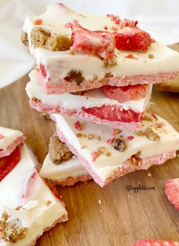 cut pieces of strawberry candy bark