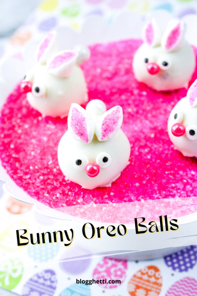 Bunny Face Oreo Balls image with text overlay for pinterest