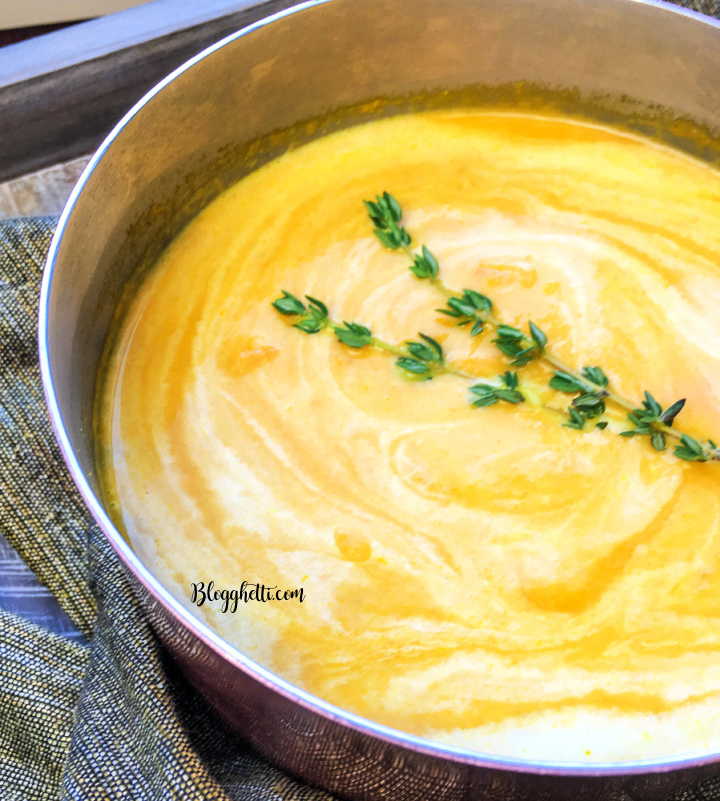 creamy carrot ginger soup in bowl