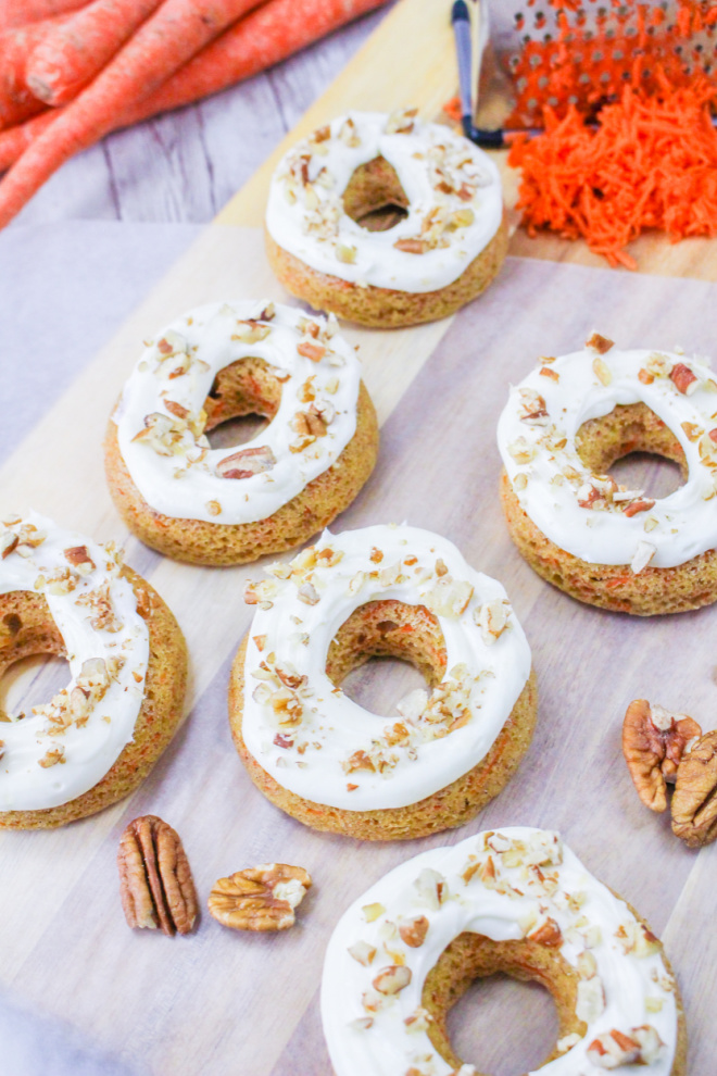 overhead shot of carrot cake donuts
