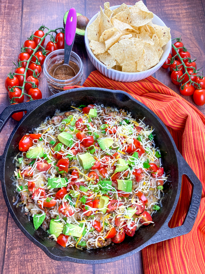beef taco skillet made in cast iron skillet