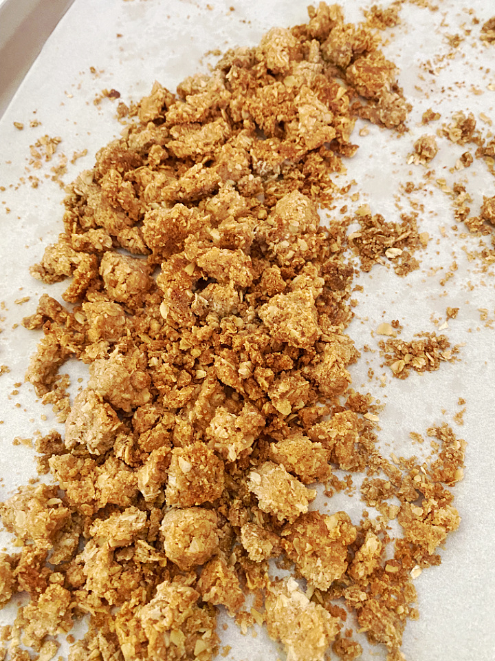 golden brown crumble topping for ice cream