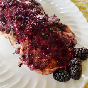 image of grilled glazed blackberry chicken