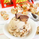 Reese's Peanut Butter Cup ice cream in bowl with spoon