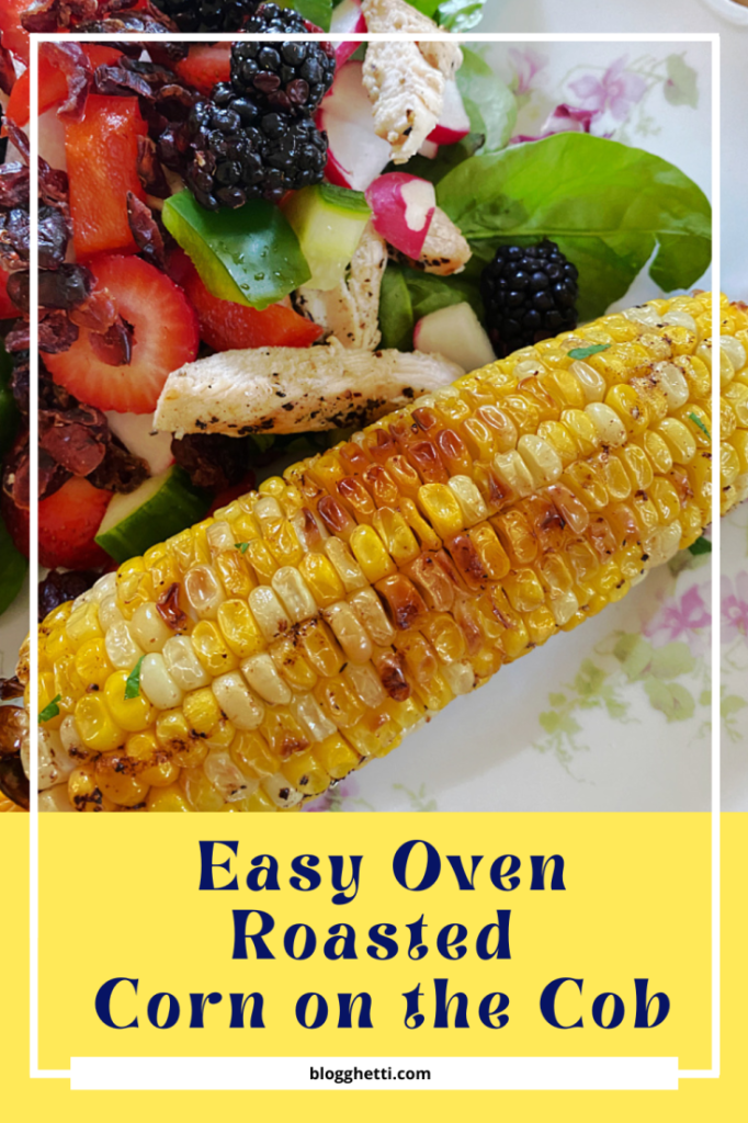 easy oven roasted corn on the cob image with text