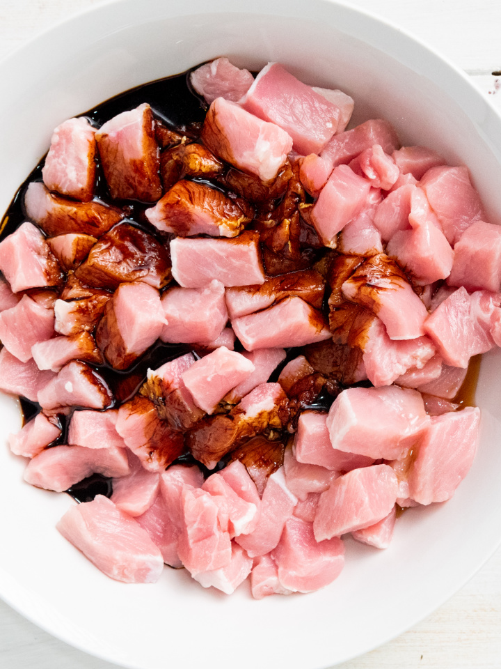 marinate pork in dark soy sauce