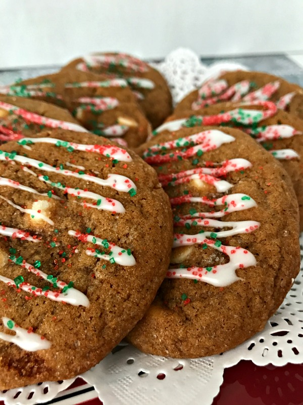 Soft Gingerbread Cookies are loaded with warm holiday spices and white chocolate chips. 