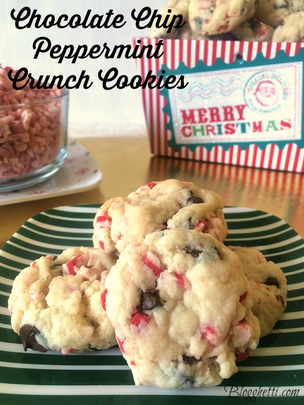 Chocolate Chip Peppermint Crunch Cookies are filled with chocolate and peppermint goodness.  A cake mix cookie recipe like this one is the perfect base to make so many different cookies.