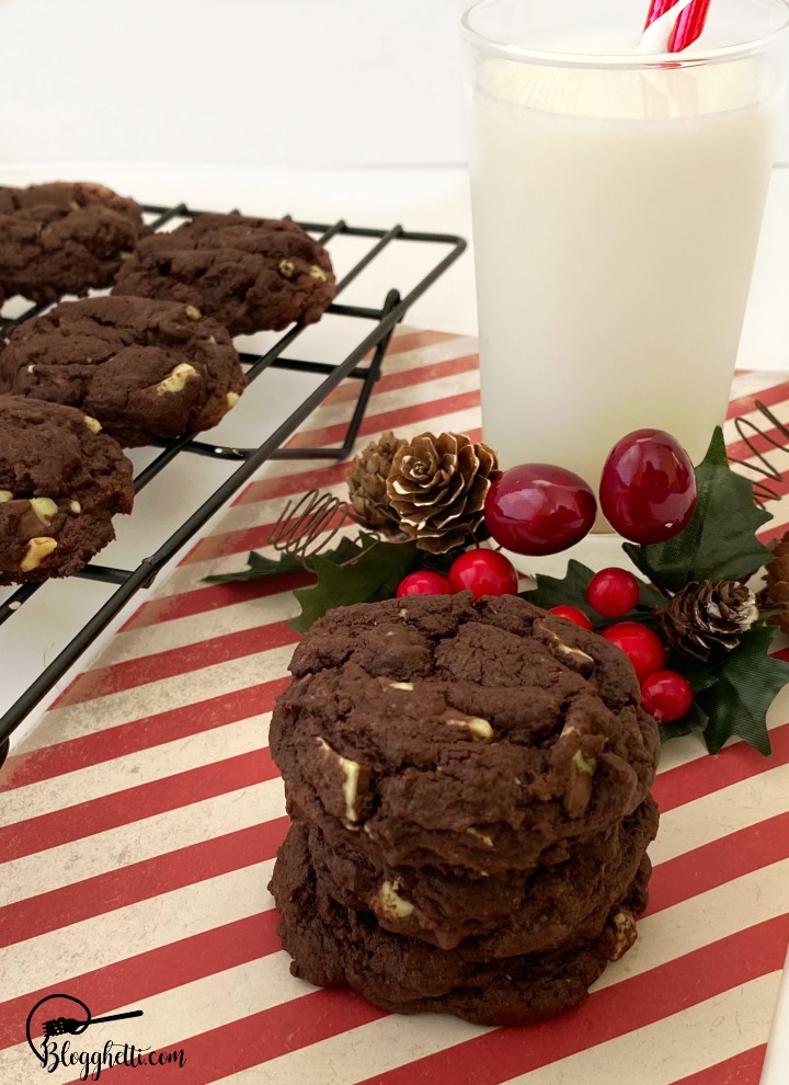 Who can resist double chocolate mint cookies? I sure can't. Another cake mix cookie recipe to make baking life a little easier.  This one even has directions to package the mix as a gift!
