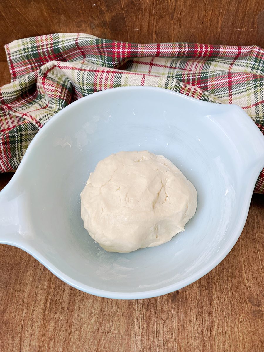 whipped shortbread cookie dough in bowl