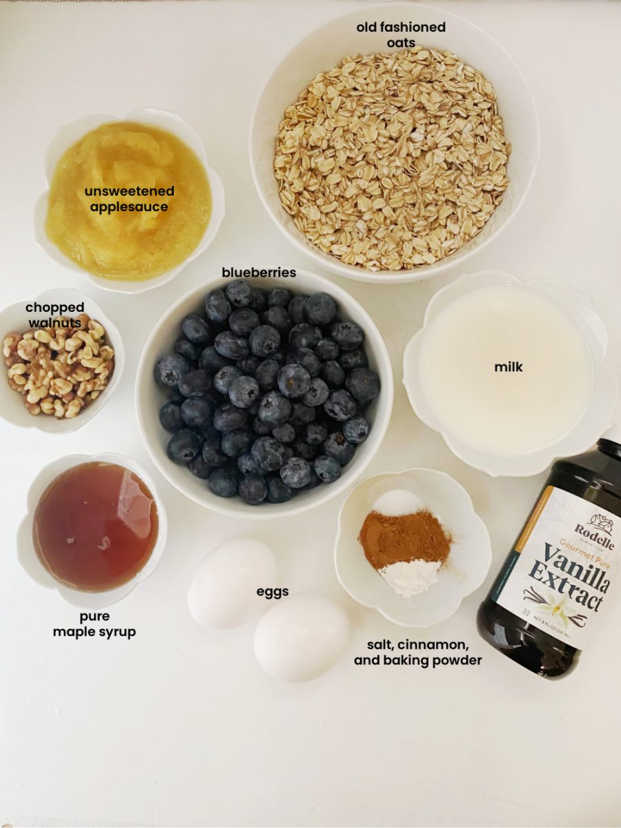 ingredients for baked blueberry oatmeal
