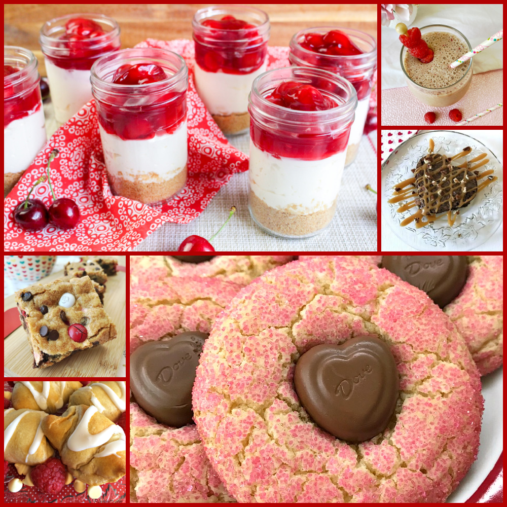 collage of treats for Valentines Day