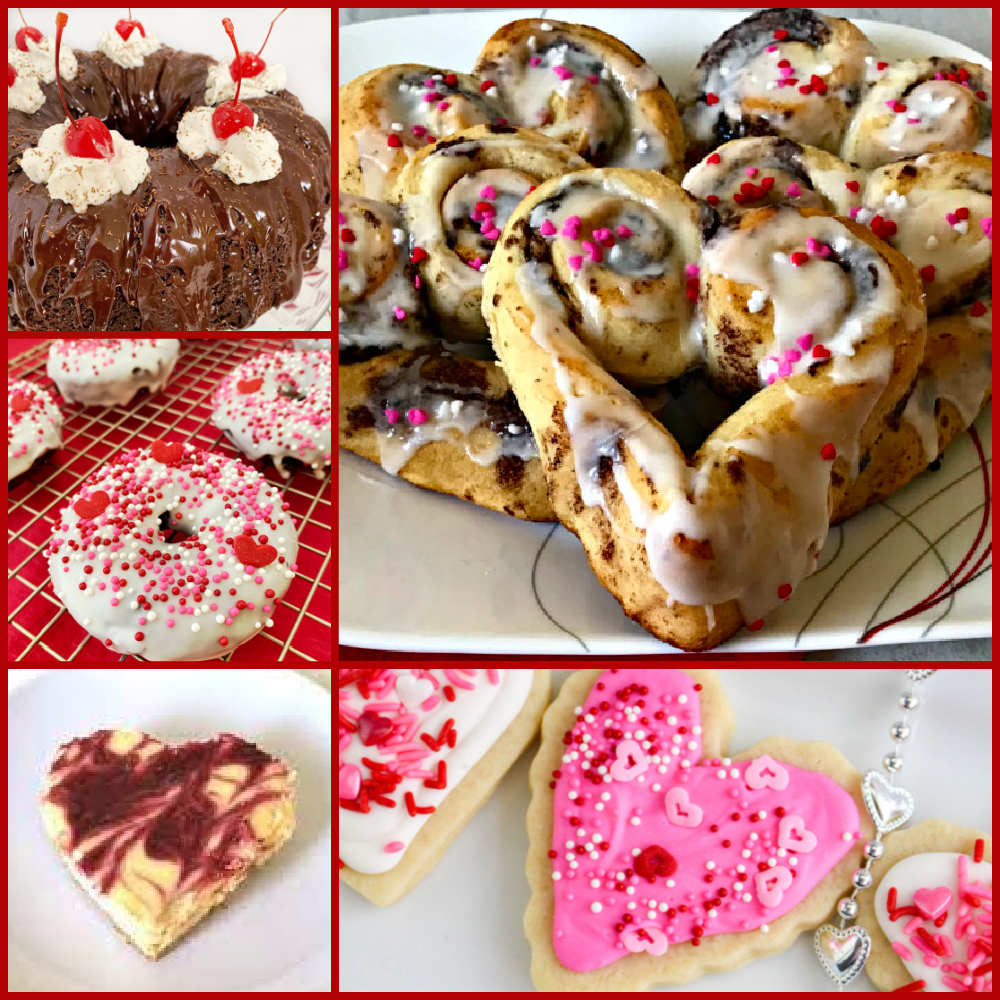 cakes, cookies and sweet treats for Valentines day collage