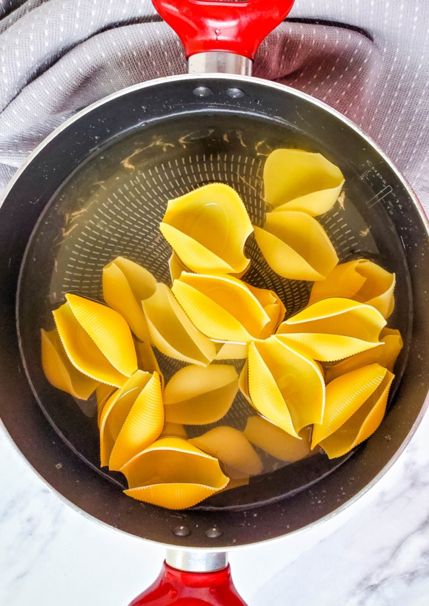 boil jumbo pasta shells in large pot