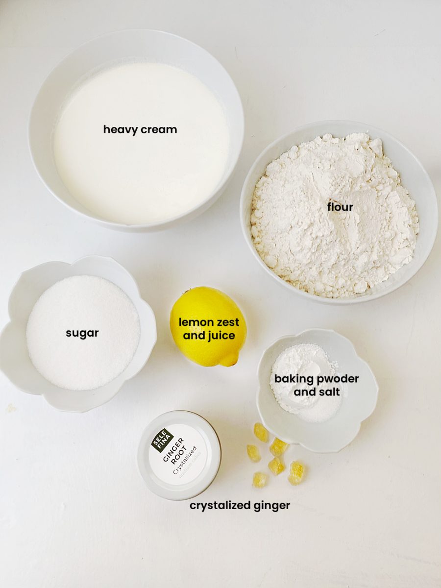 ingredients for lemon ginger scones