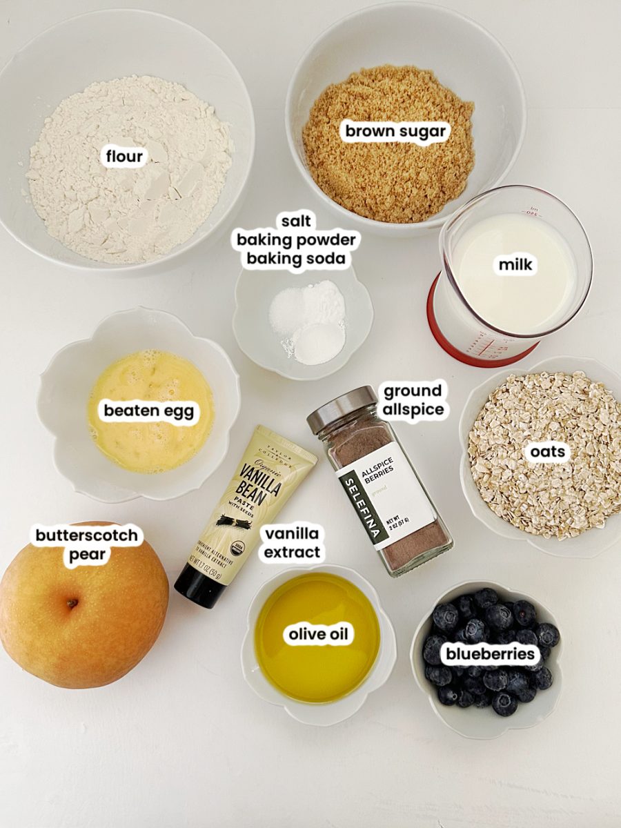 ingredients for pear muffins