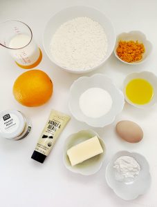 ingredients for Candied Ginger Orange Scones