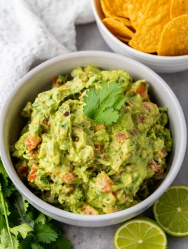 overhead view of the best guacamole and easy to make