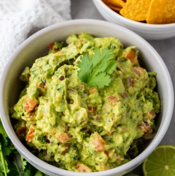 overhead view of the best guacamole and easy to make