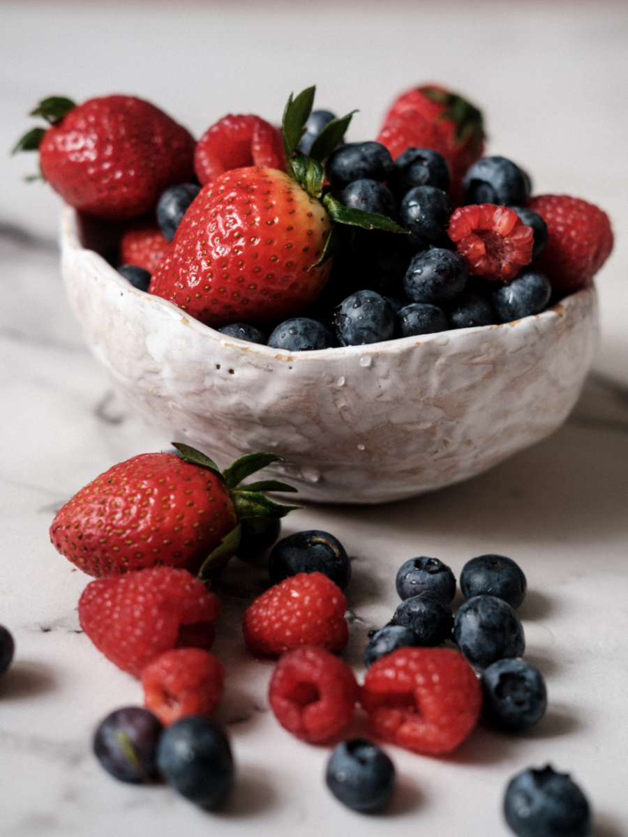fresh berries in white bowl