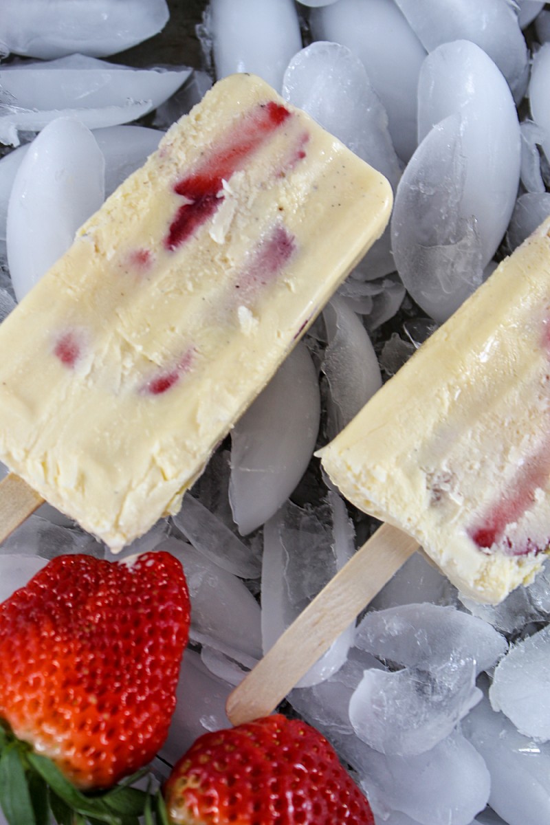 3 ingredient strawberry and cream popsicles