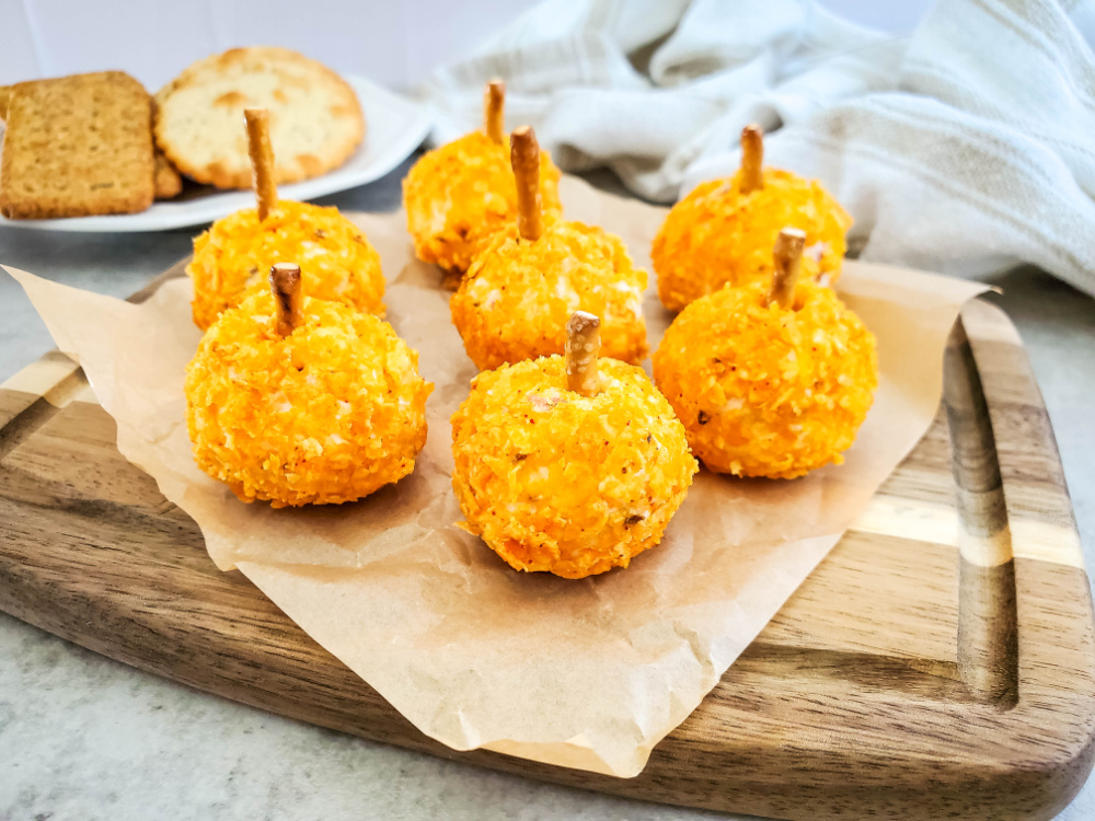 delicious mini cheese balls shaped like pumpkins