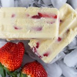 easy 3 ingredient creamy strawberry popsicles on ice