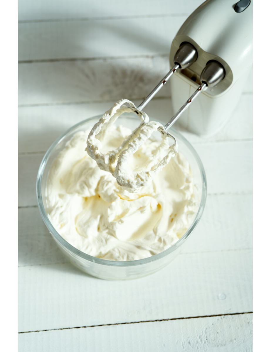 hand mixer and bowl making whipped cream